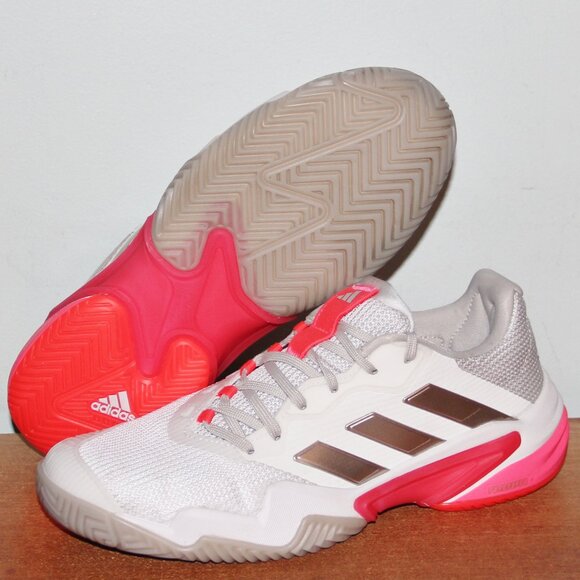 adidas gazelle silver green womens adidas Women's Barricade Tennis Shoes, 9 / Grey/Black/Ambient Blush